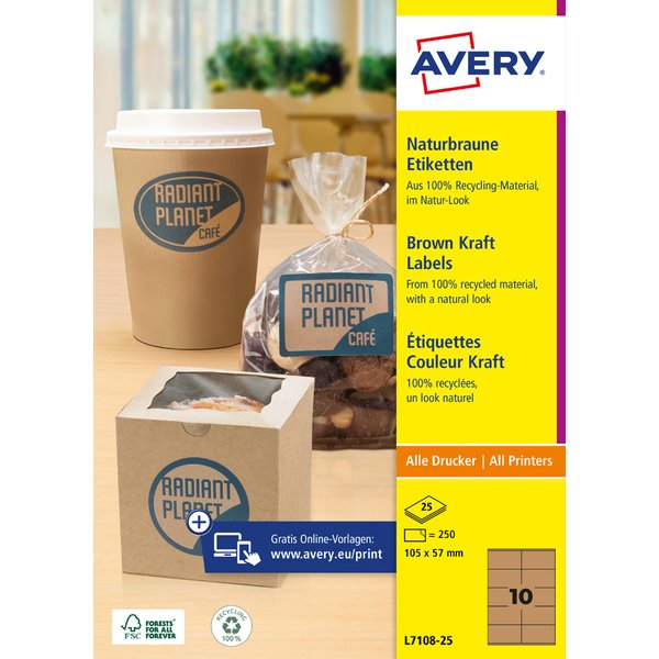 Avery Zweckform Naturbraune Etiketten, 210 X 297 Mm-image