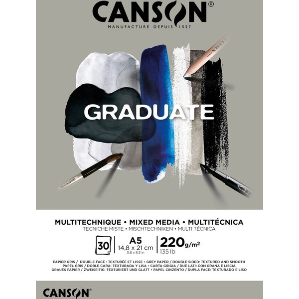 Canson Studienblock Graduate Mixed Media, Grau, DIN A4-image