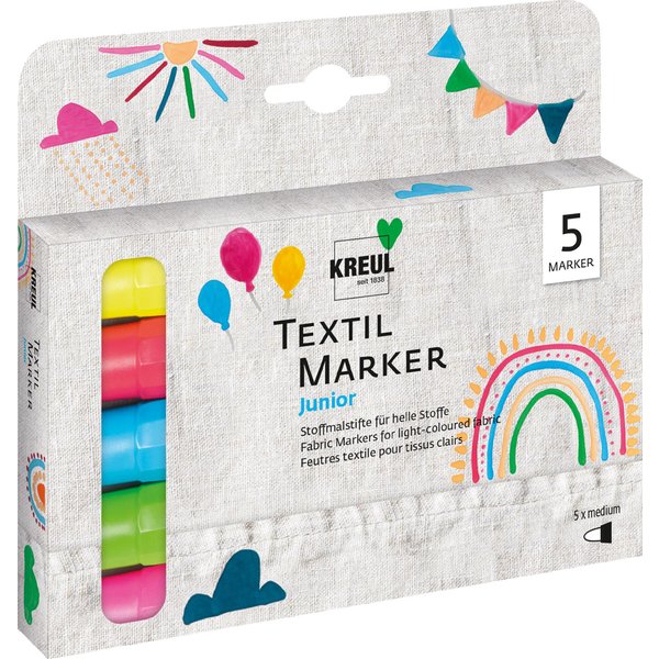 KREUL Textilmarker medium , Junior, , 5er-Set