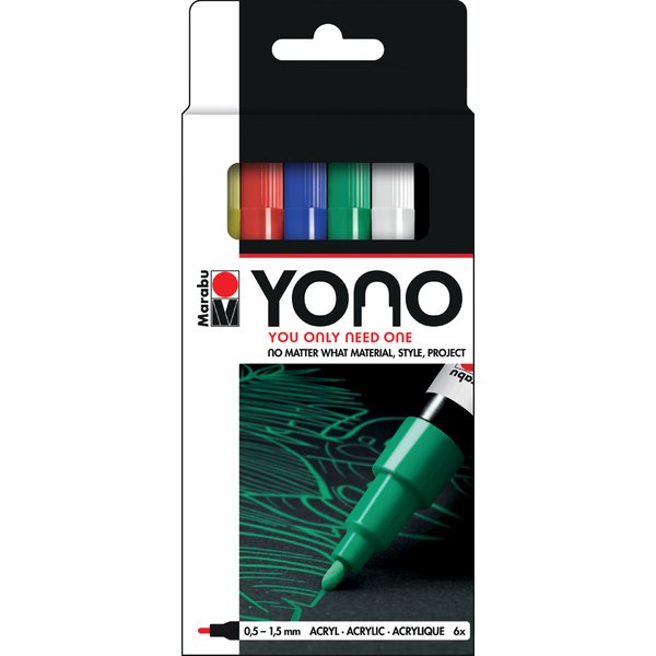 Marabu Acrylmarker , YONO, , 0,5 - 1,5 mm, 6er Set