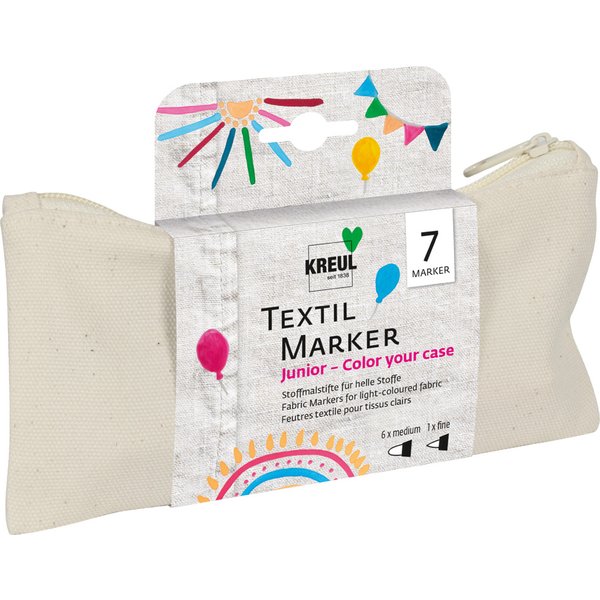 KREUL Textilmarker medium , Junior, , Set , Color your case,