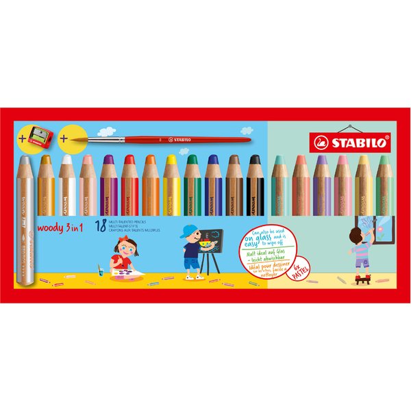 Stabilo Multitalentstift Woody 3 In 1, 18Er Kartonetui-image