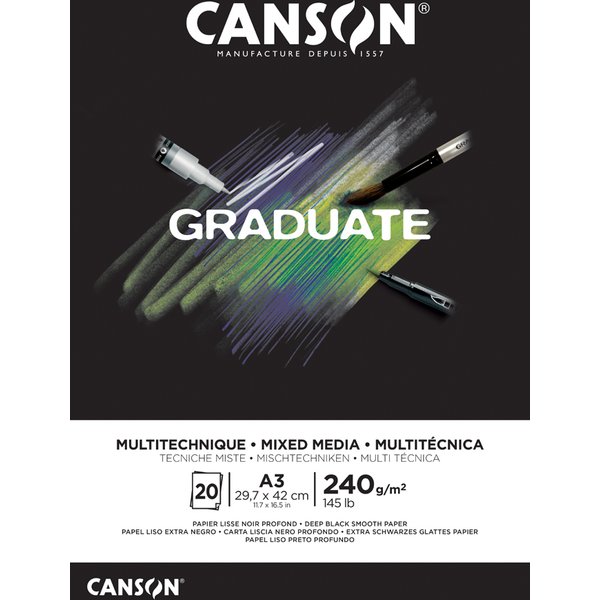 Canson Studienblock Graduate Mixed Media, Schwarz, DIN A3-image