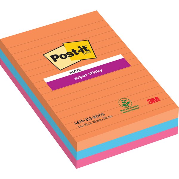 Post-it Haftnotizen super sticky notes, liniert, 101x152 mm