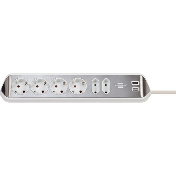 brennenstuhl estilo Ecksteckdosenleiste, silber/weiß