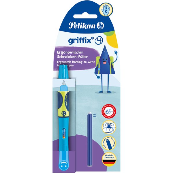 Pelikan griffix Füllhalter Neon Fresh Blue, für Rechtshänder