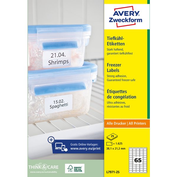 Avery Zweckform TiefküHl-Etiketten, 99,1 X 67,7 Mm, Weiß-image