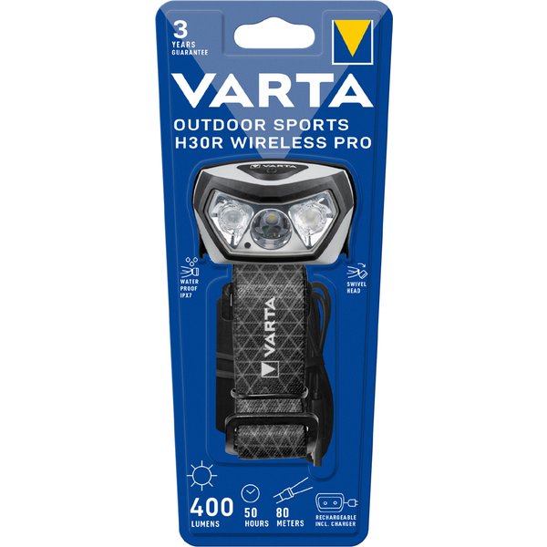 VARTA Kopflampe Outdoor Sports H30R Wireless Pro mit Akku