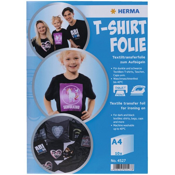 Herma T-Shirt Transferfolie, DIN A4, Dunkle Textilien, Weiß-image