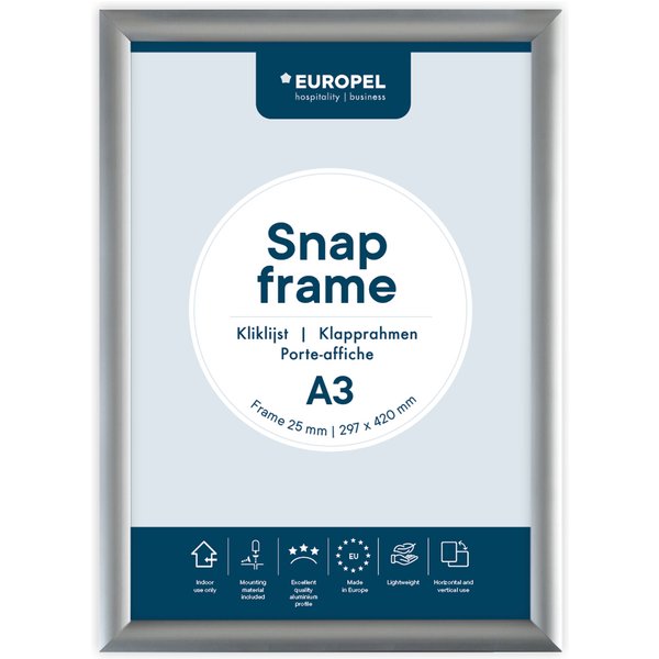 EUROPEL Plakatrahmen Premium, DIN B2, 25 mm, silber eloxiert