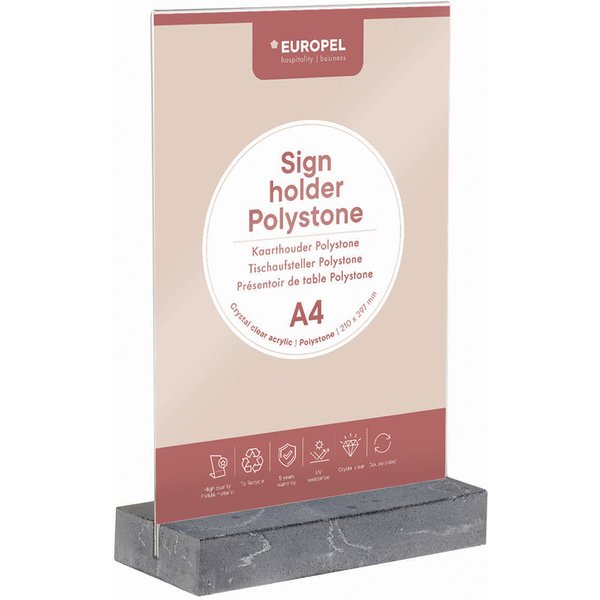 EUROPEL Tischaufsteller, DIN A4 hoch, Polystone anthrazit