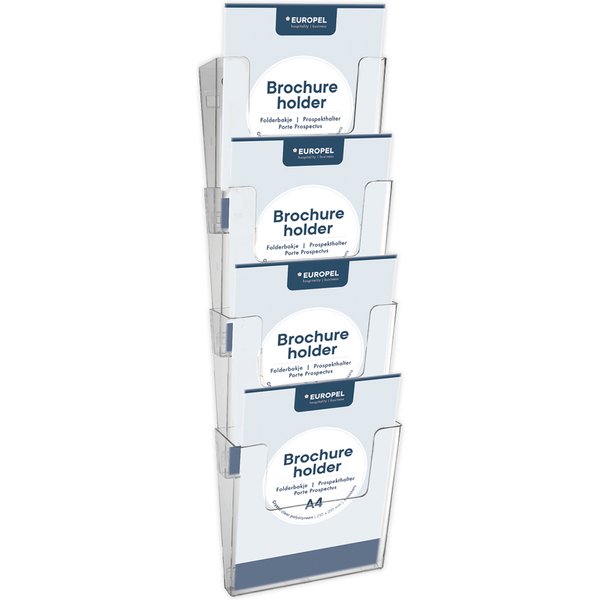 europel Wand-Prospekthalter, A4 Hoch, 4 FäCher, Glasklar-image