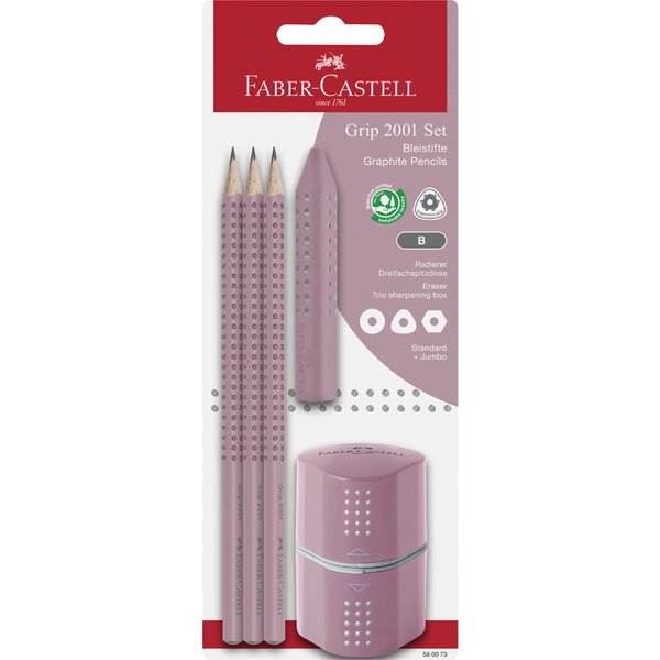 FABER-CASTELL Bleistift GRIP 2001 Set, rose, Blister