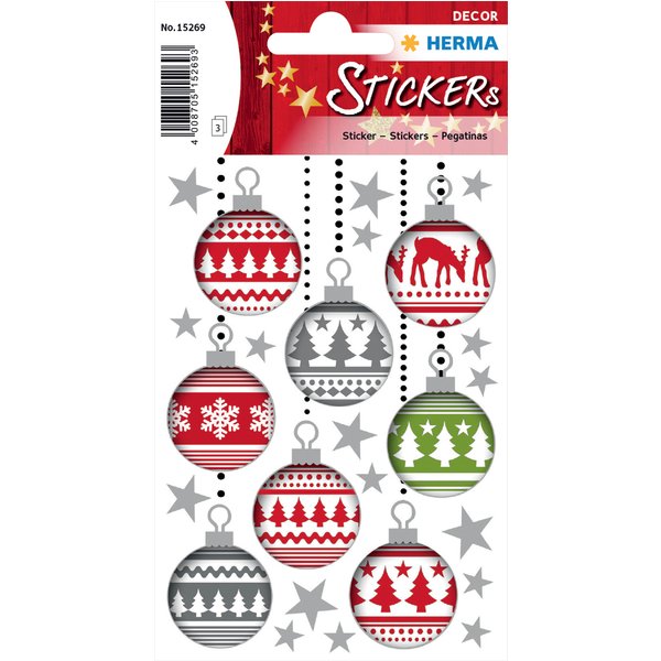 Herma Weihnachts-Sticker Decor , Christbaumkugeln,-image