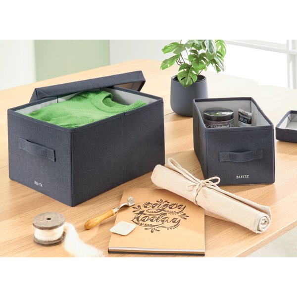LEITZ Aufbewahrungsbox aus Stoff, Größe M, 2er Set, samtgrau