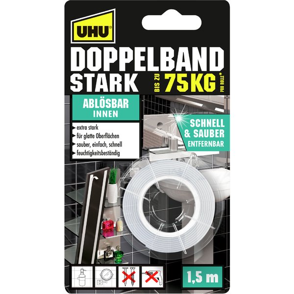 UHU Montage-Klebeband Stark, Doppelseitig, Bis 75 Kg, Weiß-image