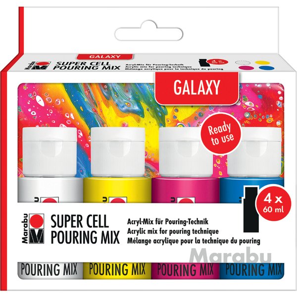 Marabu Super Cell Pouring Mix-Set GALAXY, 4 x 60 ml