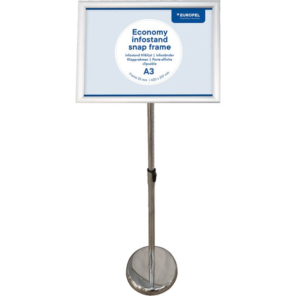 EUROPEL Infoständer ECONOMY + Plakatrahmen, DIN A4, silber