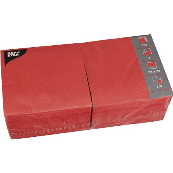 PAPSTAR Lunch-Servietten, 330 x 330 mm, 3-lagig, rot