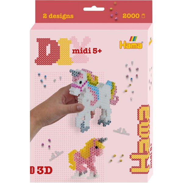 Hama Bügelperlen midi 3D , Einhörner, , Geschenkpackung