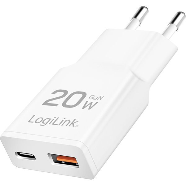 Logilink Usb-Steckdosenadapter, 1X USB-C (Pd), 1X USB-A (Qc)-image