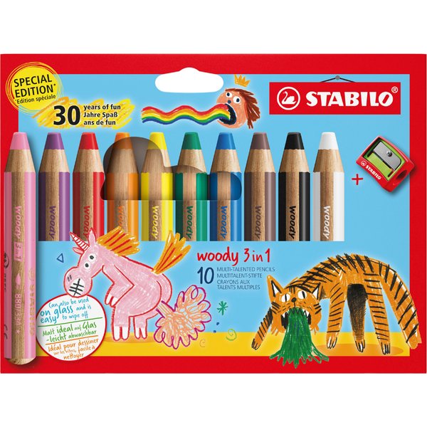 STABILO Multitalentstift woody 3 in 1, 10er Etui 30 Jahre