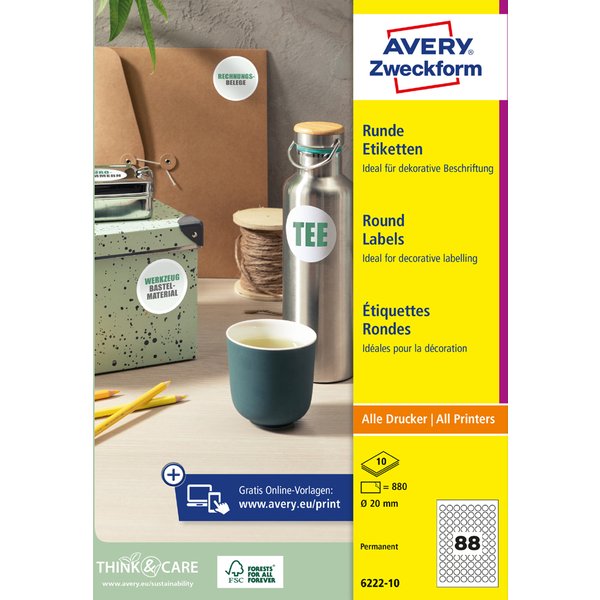 AVERY Zweckform Kennzeichnungs-Etiketten, Durchmesser: 40 mm