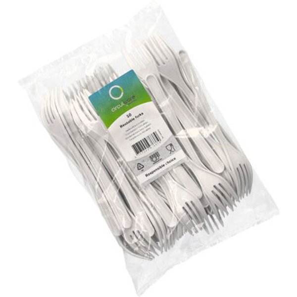 PAPSTAR Circulware Mehrweg-Gabeln, Länge: 185 mm, weiß