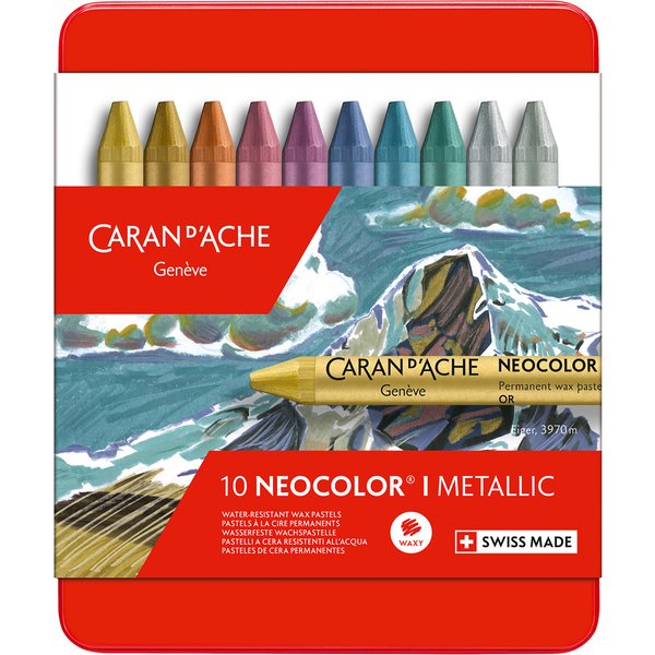 CARAN D, ACHE Wachsmalstift NEOCOLOR I metallic, 10er Etui