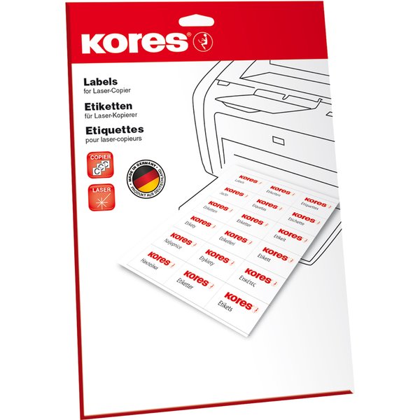 Kores Universal-Etiketten, 99,1 X 139 Mm, Weiß, 25 Blatt-image