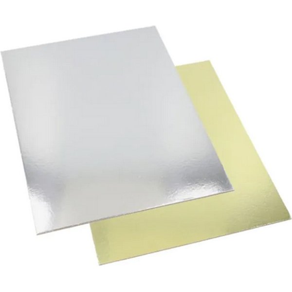 STARPAK Tortenplatte eckig, 300 x 400 mm, gold/silber
