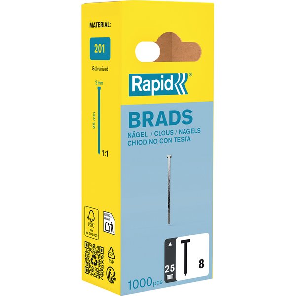 Rapid Nägel Typ 8, 25 mm, galvanisiert, Kleinpackung