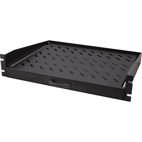 LogiLink 19, Fachboden mit Griff, 2 HE, ausziehbar, schwarz