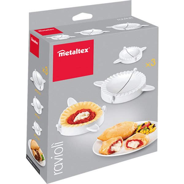 Metaltex Ravioli- Und Maultaschenformer, 3Er Set, Weiß-image