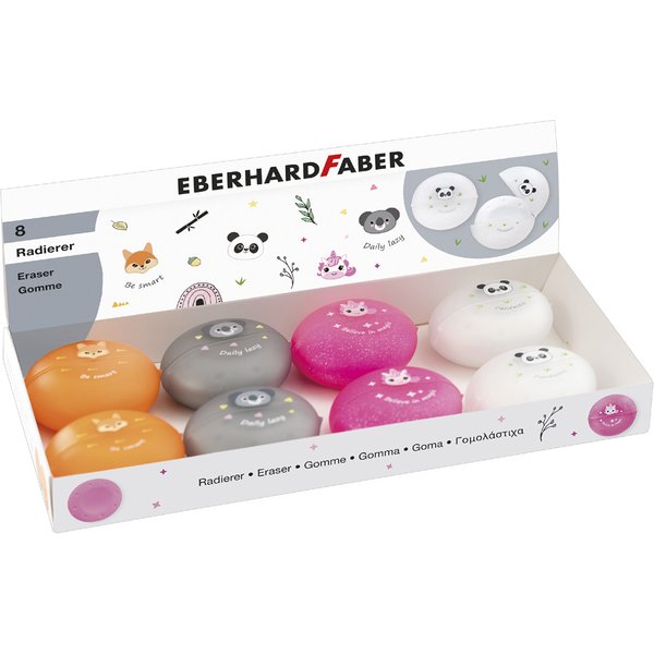 EBERHARD FABER Kunststoff-Radierer Animal, 8er Display