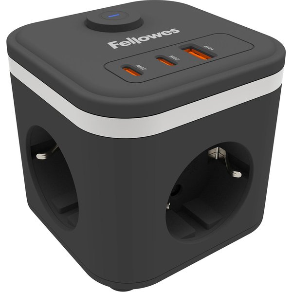 Fellowes Steckdosenwürfel Power Cube, Typ F, schwarz