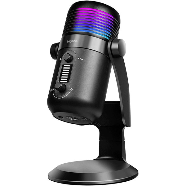 LogiLink USB Mikrofon mit RGB-Licht, Cardioid, schwarz