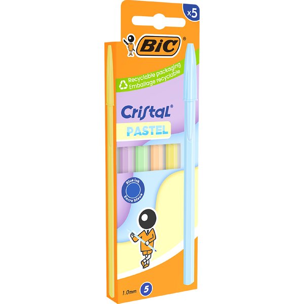 Bic Kugelschreiber Cristal Pastel, Sortiert, 5Er Blister-image