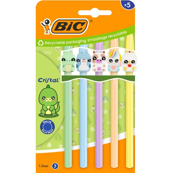 Bic Kugelschreiber Cristal Pastel Figurines, 5Er Blister-image