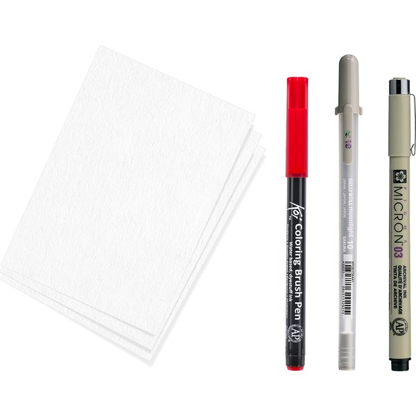 SAKURA Kreativ-Set Samurai, 3 Stifte + Papier