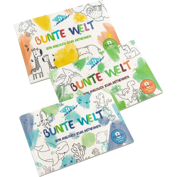 WEDO Malbuch BUNTE WELT, inkl. Farben & Pinsel, 12er Display