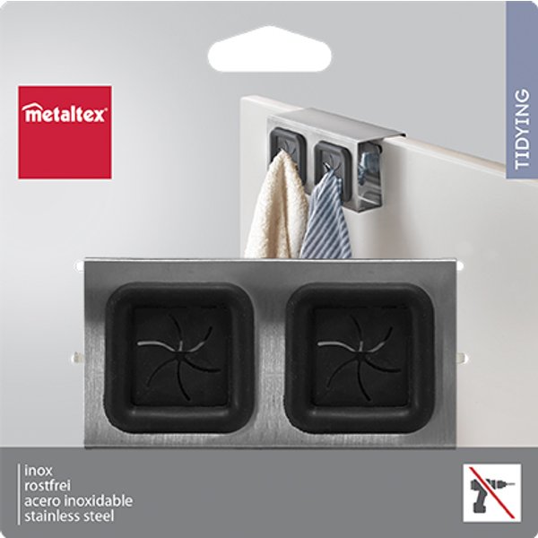Metaltex Doppel-Handtuchhalter, Zum Einhaken, Silber/Schwarz-image