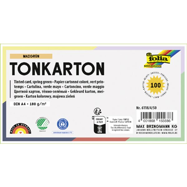 folia Tonkarton, DIN A4, 180 G/Qm, MaigrüN-image
