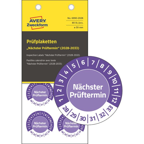 AVERY Zweckform Prüfplaketten , Nächster Prüftermin, , 2028-33