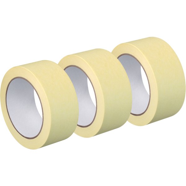 WESTEX Flachkreppband, 48 mm x 50 m, beige, 3er Pack