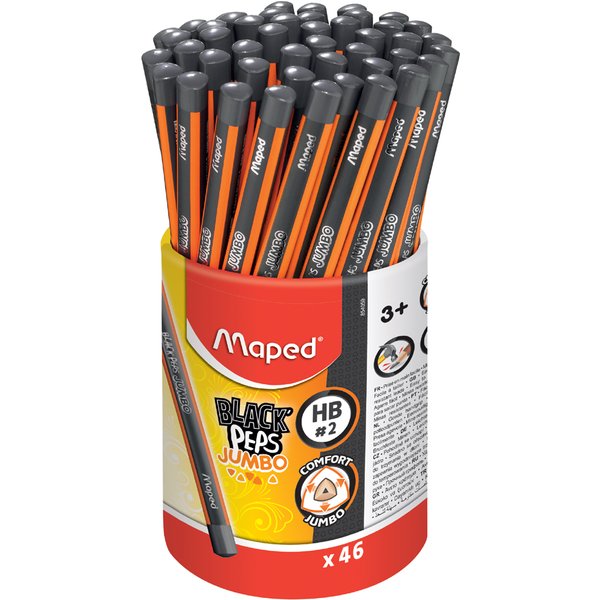 Maped Bleistift BLACK, PEPS JUMBO, Härtegrad: HB, 46er Köcher