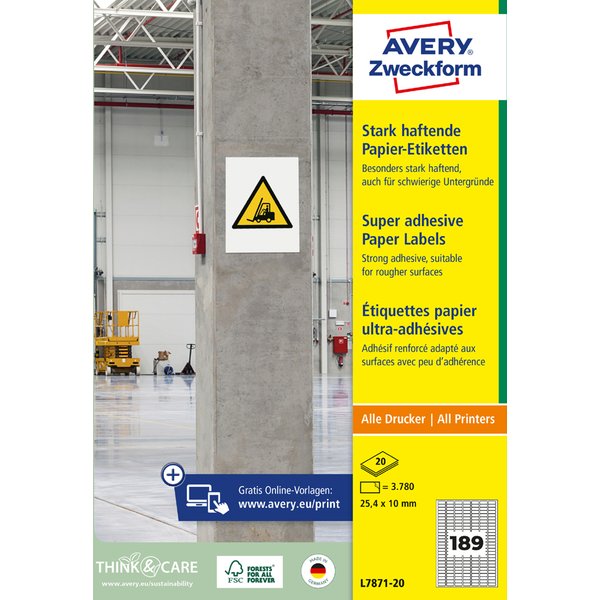 Avery Zweckform Stark Haftende Papier-Etiketten, 35,6X16,9Mm-image
