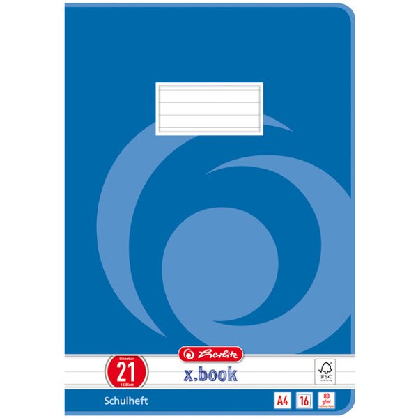 Herlitz Schulheft X.Book, DIN A4, Lineatur 21 / Liniert-image