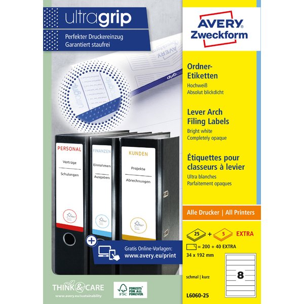 Avery Zweckform OrdnerrüCken-Etiketten, 34 X 192 Mm, Weiß-image
