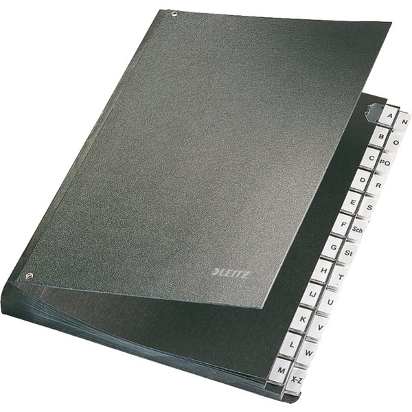 LEITZ Pultordner, A4, A-Z, 24 Fächer, Hartpappe, schwarz